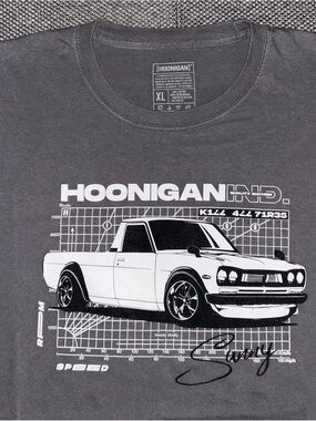 Hoonigan Industries JDM Gray T Shirt Mens Size